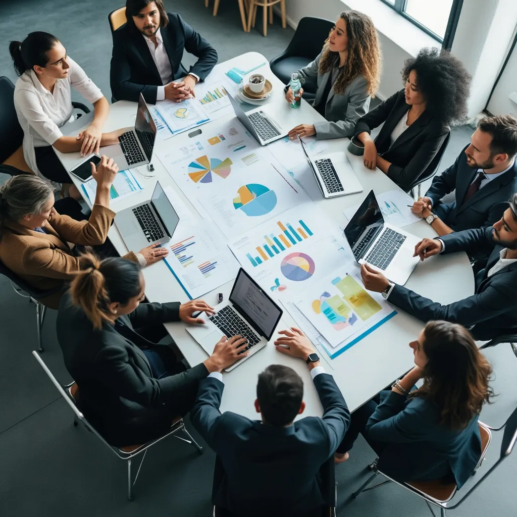 Equipo de consultores colaborando en una estrategia
